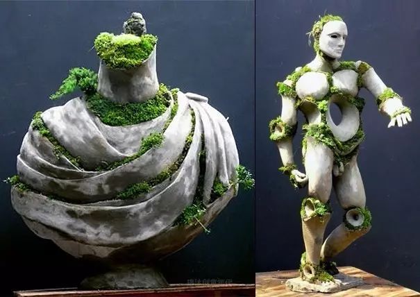 超有創意，是雕塑還是花盆？
