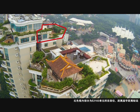　　紅色框內為E2103單元所在，與廟宇無關